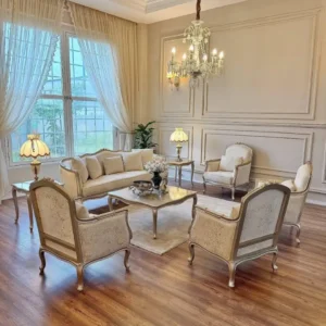 Royal Gold & Ivory Classic Dining Table Set - 8/10 Seater | Khan Fabrics & Furniture