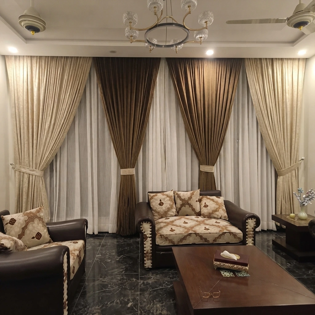 Luxury Velvet Curtain Set with Sheer Chiffon Backing | Khan Fabrics & Furniture