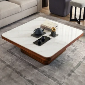 Modern Square Marble Top Center Table (3 ft x 3 ft) | Khan Fabrics & Furniture