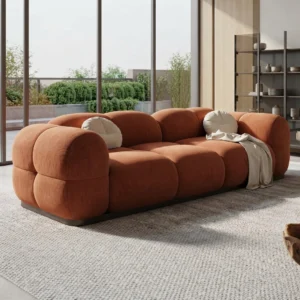 3-Seater Bubble Sofa with HDF Structure & Nippon Silk Matte Polish | Khan Fabrics & Furniture