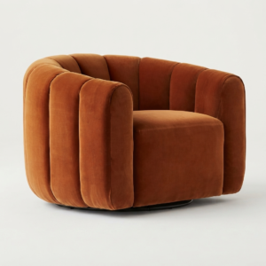 Modern Channel-Tufted Accent Swivel Chair 2 PCs  | Khan Fabrics & Furniture
