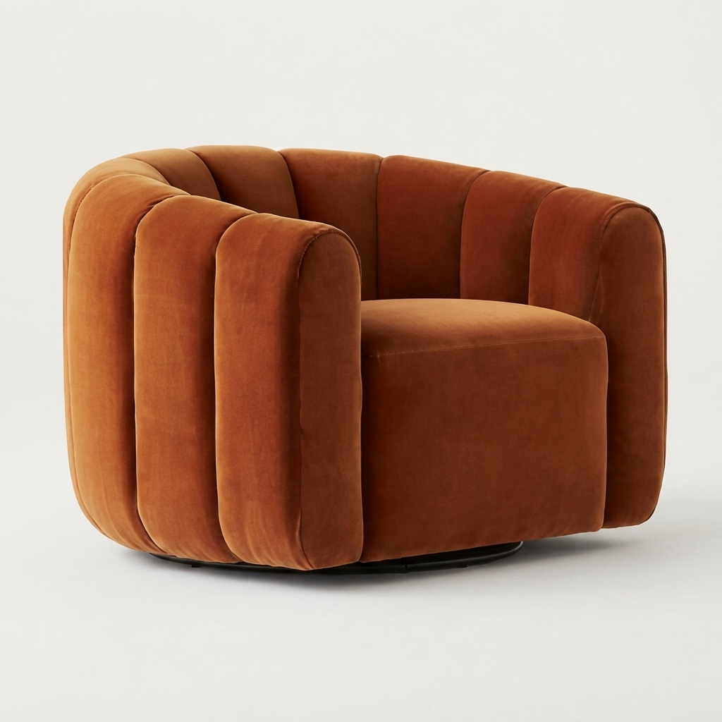 Modern Channel-Tufted Accent Swivel Chair 2 PCs | Khan Fabrics & Furniture
