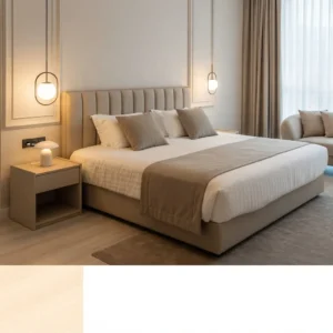 Contemporary Vertical Channel-Tufted Bed & Open-Shelf Nightstands Set | Khan Fabrics & Furniture
