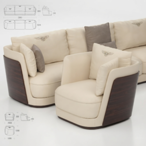 Luxury Bentley-Style Solid Wood Living Room Suite 2pcs| Khan Fabrics & Furniture