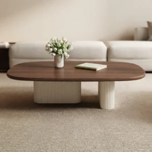 Modern Fluted Base Center Table (2'6'' x 3'6'') | Khan Fabrics & Furniture