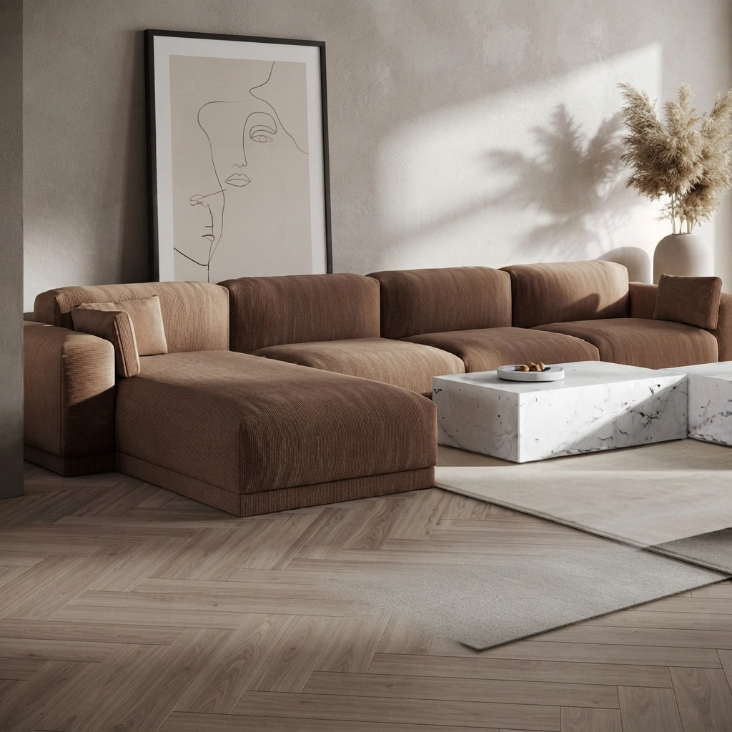 Modern 6-Seater L-Shape Sectional Sofa (10 ft x 6 ft) | Khan Fabrics & Furniture