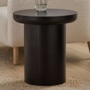 Modern Cylindrical Side Table with HDF Structure & Nippon Silk Matte Polish | Khan Fabrics & Furniture