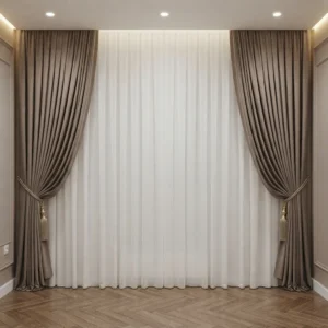 Elegant Tailored Curtain with Luxury Metallic Tassel Tie-Belt | Khan Fabrics & Furniture